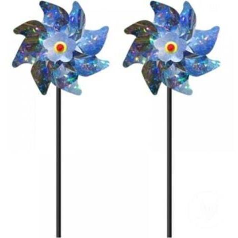 2 Moulins à vent de jardin (modèle standard, plastique durable) pour dissuader les oiseaux nuisibles