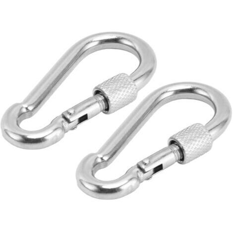 2 Mousquetons à Ressort en Acier Inoxydable 316, Boucles de Sécurité pour Équipement d'Accroche - 8x80mm