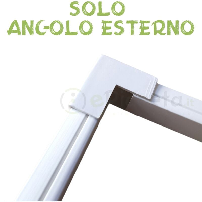 2 mt Canalina per cavi elettrica 25x16 mm in plastica passacavi bianco coprifili a parete con copertura solo angolo esterno