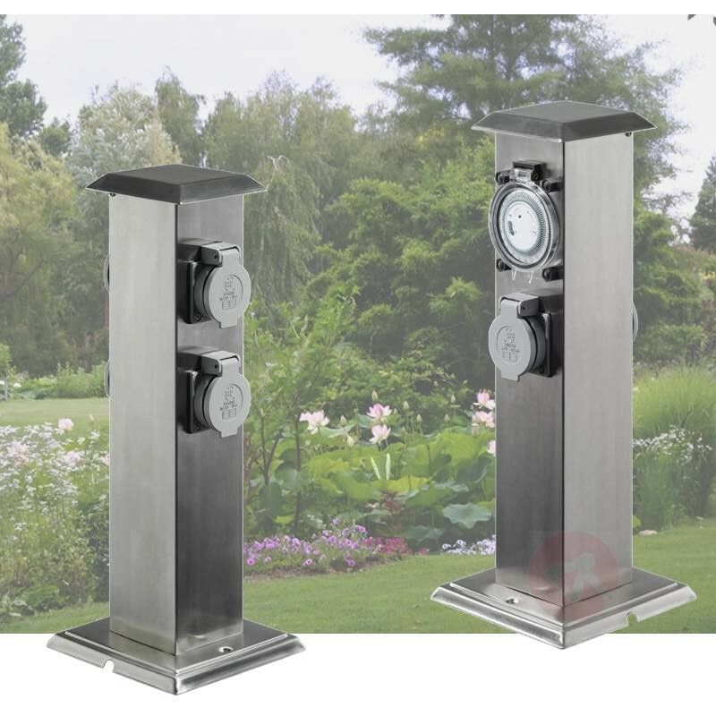 2 Multiprises Inox 4 Prises Électriques Et Minuterie Pour Jardin Et Extérieur - Argent