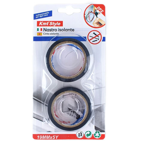 2 Nastri Isolanti Elettrici in PVC 19mm X 5m Colore Nero