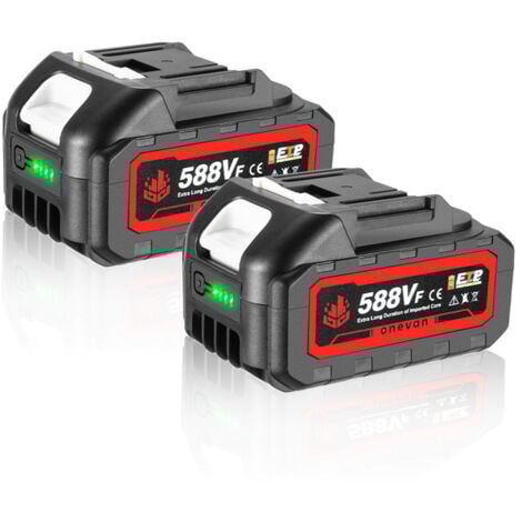 2 × ONEVNA 18V wiederaufladbarer 588VF Lithium-Ionen-Akku Li-Ionen-Akku mit Batterieanzeige für Elektrowerkzeuge