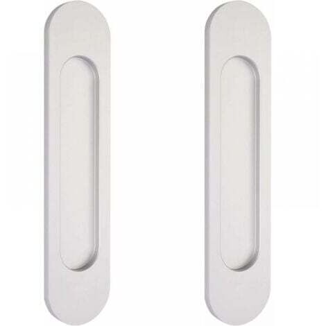 2 ovale silberne, selbstklebende Schiebetürgriffe (15 cm) aus flächenbündigem Aluminium, ohne Bohren
