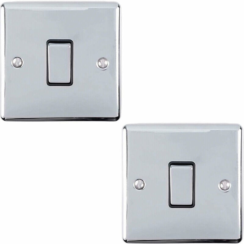 2 pack 1 Gang 20A dp Single Switch chrome & Black Trim Appliance / Boiler