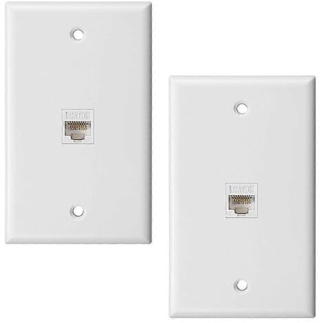 2-Pack 1-Port Ethernet Wall Plate, Jack Wall Plate with RJ45--