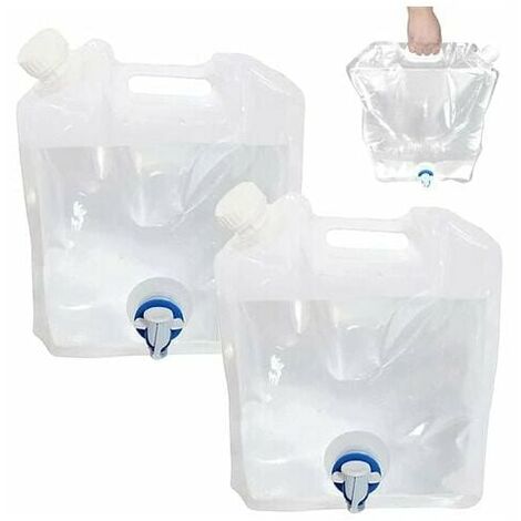 2 Pack 10L Collapsible Water Canisters with Faucet Collapsible Reusable Drinking Water Tank for Sports Camping Hiking Picnics BBQs Outdoor Activities(White)