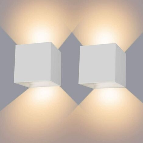 2 Pack 12W Applique Murale Intérieur Lumière Blanche Chaude Luminaire Eclairage Décor Blanc