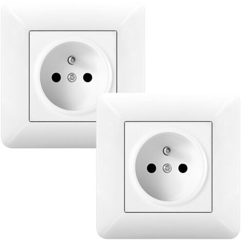 2 Pack 16A Wall Socket 240V – French Standard Flush Mount Electrical Outlet White
