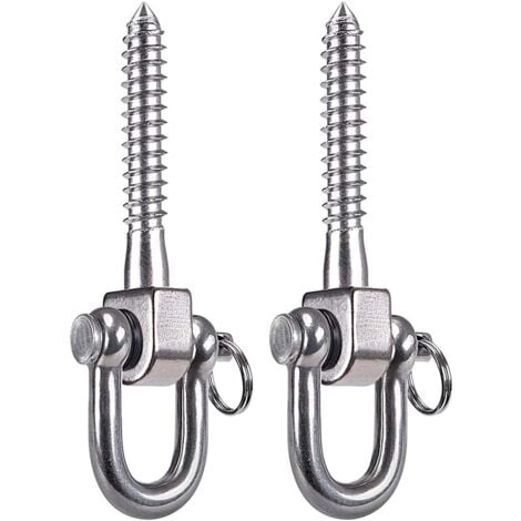 2 Pack 180° Swing Hooks, SUS304 Stainless Steel 800kg Load Capacity for Playground Yoga Hammock Rope Sandbag Punching Bag Porch