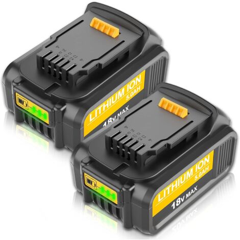 BSIOFF 2 PACK 18V 5.0Ah Lithium-ion Batterie pour DeWalt XR DCB184 DCB200 DCB182 DCB180 DCB181 DCB182 DCB201 DeWalt 18V Batterie
