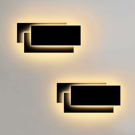 2 pack 24W LED Appliques Murales Interieur Noir Simple Design Murale Applique pour Couloir Escalier Salon Chambre ( Lumière Blanc chaud )