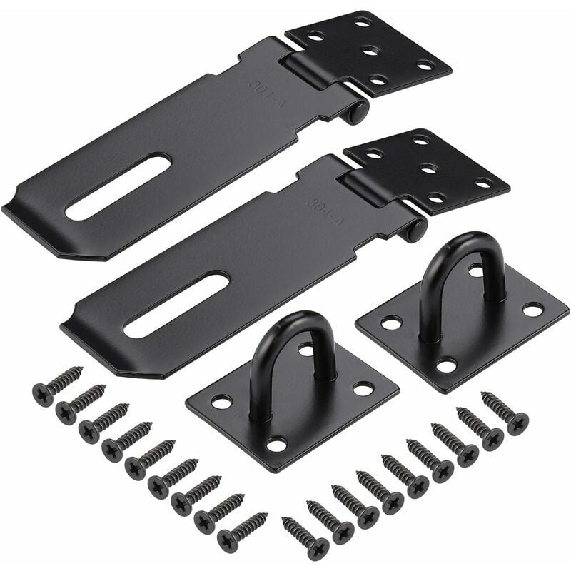 2 Pack 3 Inch Black Garden Door Latch, Shaped Interior Door Latch, Stainless Steel Bedroom Hangar Latch, Bathroom Sliding Bolt Lock