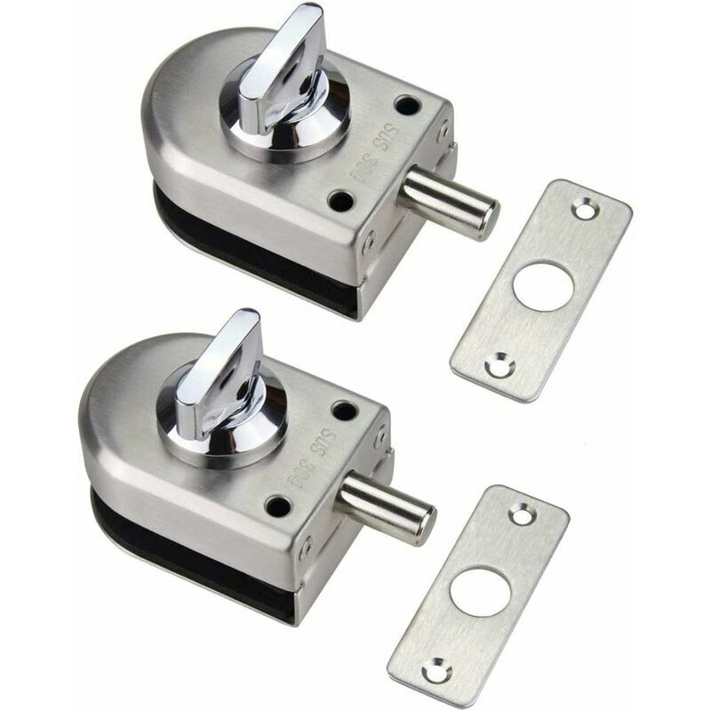 Hoopzi - 2 Pack 304 Stainless Steel Glass Door Locks for Bathroom, Toilet, Store, co.ukameless Glass Doors - Half Round