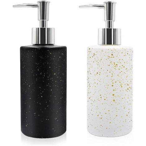 2 Pack 350ml Glass Soap Dispenser with Pump, Refillable, Soap Dispenser for Bathroom, Kitchen, Countertop, Dish