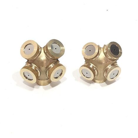 2 Pack 4 Trous Buse De Pulvrisation En Laiton, Brumisateur Buse Jardin Arroseurs Raccord De Tuyau D'eau Connecteur Pour Jardinage Et Agriculture