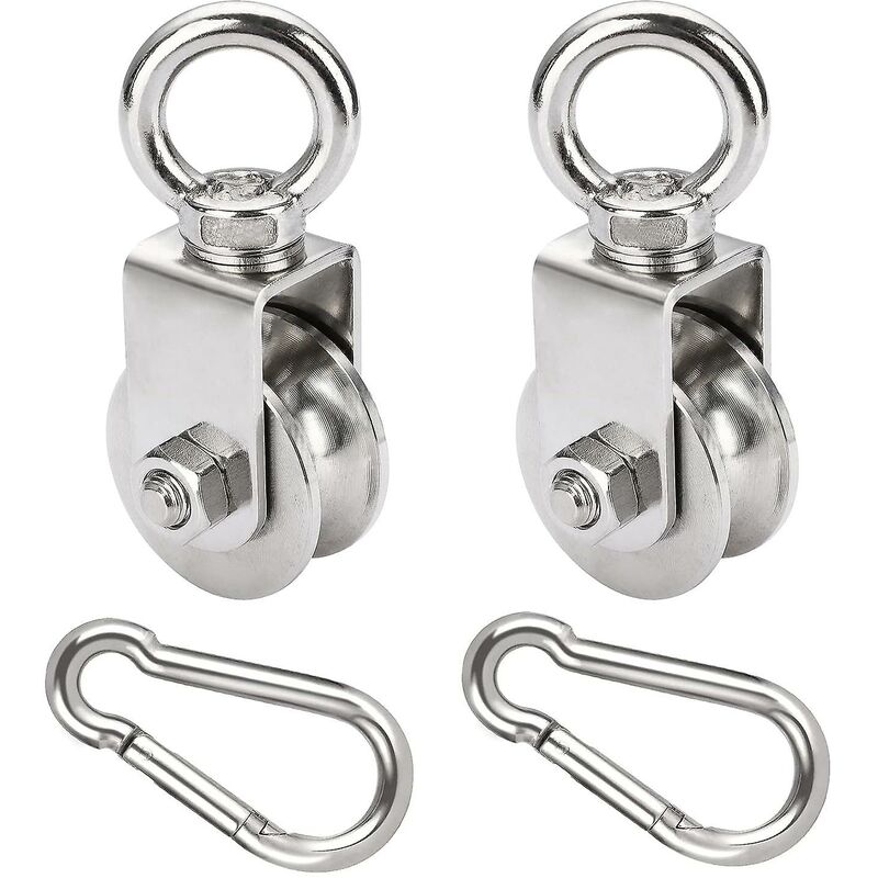 2-Pack 48 Mm Poulie avec roulement à billes, 500 Kg Poulie de support Câble en acier, poulie en acier inoxydable pour câbles Câble cadre Fitness