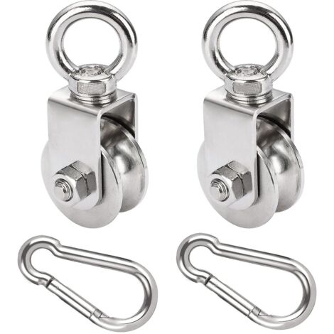 2-Pack 48 Mm Poulie avec roulement à billes, 500 Kg Poulie de support Câble en acier, poulie en acier inoxydable pour câbles Câble cadre Fitness