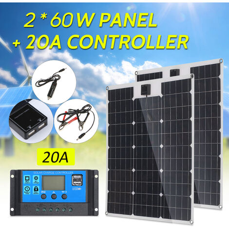 Kit Panneau solaire 300W 24V Régulateur de charge PWM 20A epsolar