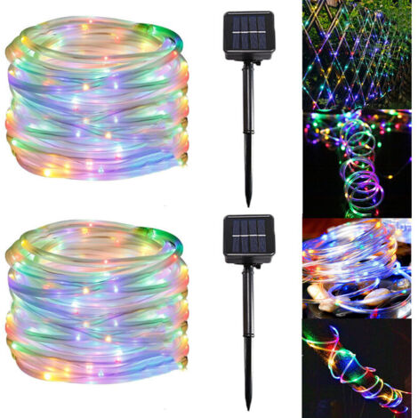 2-Pack 7M Copper Wire LED Solar String Lights, Waterproof, Outdoor Lighting, Christmas Tree, Garden