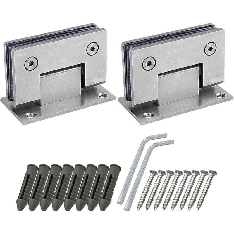 Gotrays - 2 Pack 90 Degree Shower Door Hinges with Screws, 4mm Thickness, Stainless Steel for Bathroom Door and Glass (Silver)