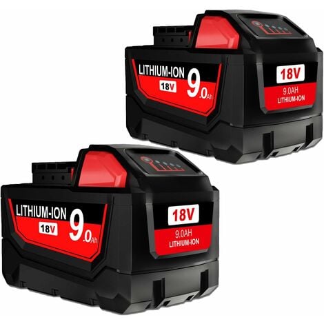 BSIOFF 2 pack 9.0Ah 18V Batterie de Remplacement pour Milwaukee M18 48-11-1850 48-11-1852 48-11-1820 48-11-1828 48-11-10 Milwaukee M18 Outils