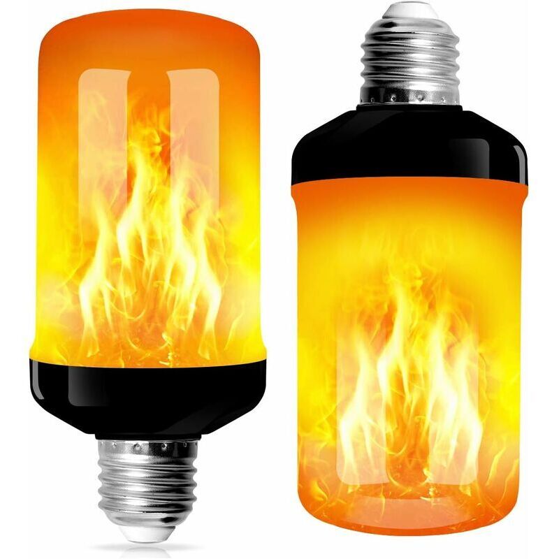 2 Pack Ampoule à Flamme E27 led Ampoules 3 Modes avec Capteur de Gravité Ampoule de Flamme pour Décoration de Noël Intérieure/Extérieure/Bar/Fête