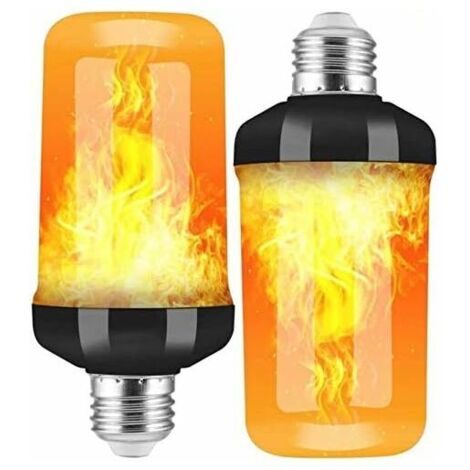 2 Pack Ampoule à Flamme E27 LED Ampoules 4 Modes avec Capteur de Gravité Ampoule de Flamme pour Décoration de Noël Intérieure/Extérieure/Bar/Fête（13865mm）