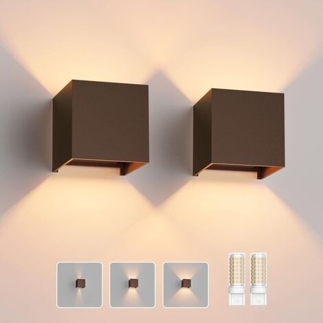 2 Pack Applique Mural avec Ampoule LED G9 Remplaçable Lampe Murale Interieur/Exterieur Blanc Chaud 3000K Angle de Faisceau Réglable Appliques Murales pour Salon Chambre (Bronze)