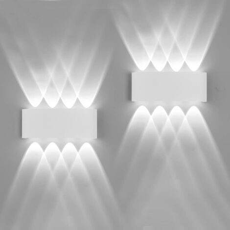 2 Pack Applique Murale Extérieur/Intérieur LED Appliques Extérieure 8W imperméable moderne en aluminium(blanc lumière froide)