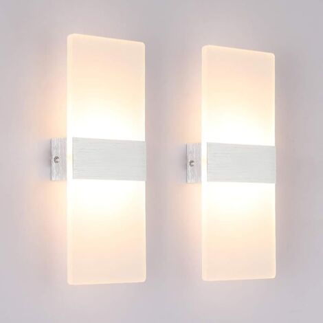 2 Pack Applique Murale Interieur 12W LED Lampe Murale Designe Créatif Décoratif Pour Chambre Couloir Salon Hôtel Salle Blanc Chaud 3000K