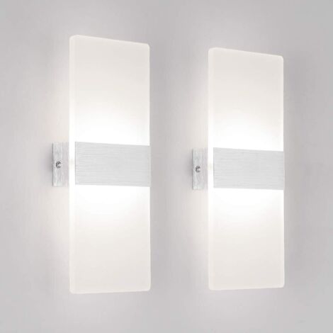 2 Pack Applique Murale Interieur 7W LED Lampe Murale Designe Créatif Décoratif Pour Chambre Couloir Salon Hôtel Salle Blanc 6000K