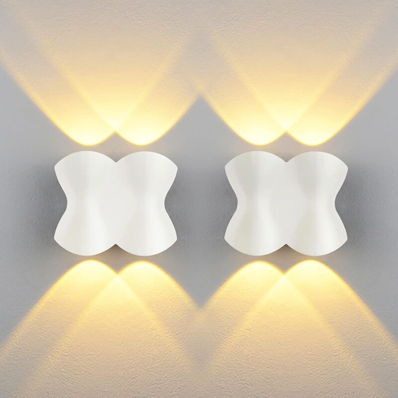 2 Pack Applique Murale Interieur led IP54 Etanche Exterieur Applique Murale 4W Chambre Salon Murale Lampe 220v Blanc Chaud Source 3200K (Blanc)