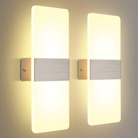 2 Pack Applique Murale LED Intérieure 12W Blanc Chaud 3000K AC 230V Lampe Murale en Acrylique Design Moderne Decoration Luminaire Mural pour Salon Chambre Couloir Salle de Bain 29x11x4CM