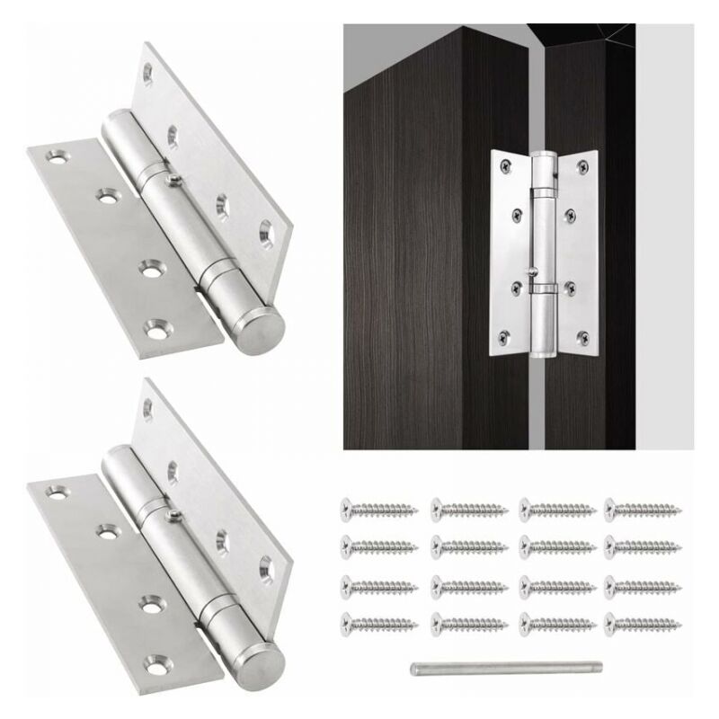 2 Pack Automatic Door Closer with Stop Device, Groom Adjustable Spring Door Hinge, Buffer Close for Commercial and Residential Use, 5 Inch