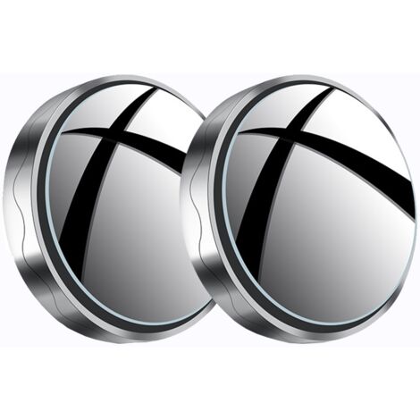 2 Pack Auxiliary Mirror, for Blind Spot, 360 Rotation, Waterproof, HD, Round, Silver