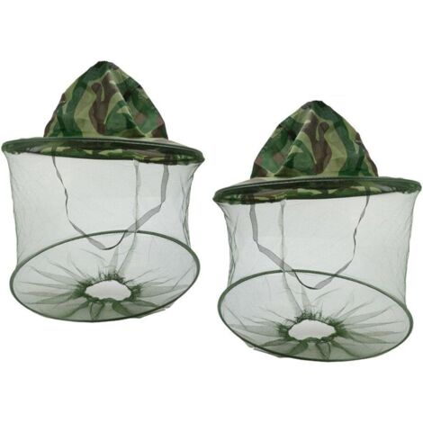2 Pack Camouflage Beekeeping Beekeeper Anti-Mosquito Bee Insect Fly Mask Cap Hat with Head Net Mesh Face Protection Outdoor Fishing Equipment