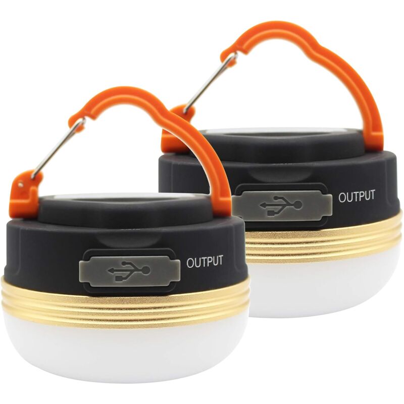 2 Pack Camping Light Lantern LED Lampe Rechargeable USB Étanche 3 Modes Power Bank Tent Lights pour Camping en Plein Air Randonnée Urgence