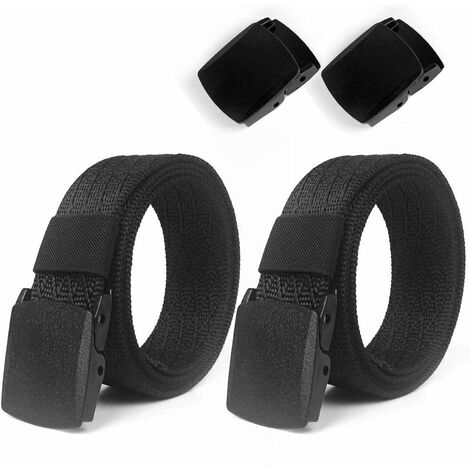2 Pack Ceintures En Nylon Militaire Tactique Hommes Taille Ceinture Réglable Respirant Web Ceinture Taille En Plein Air Ceinture sans Boucle En Métal