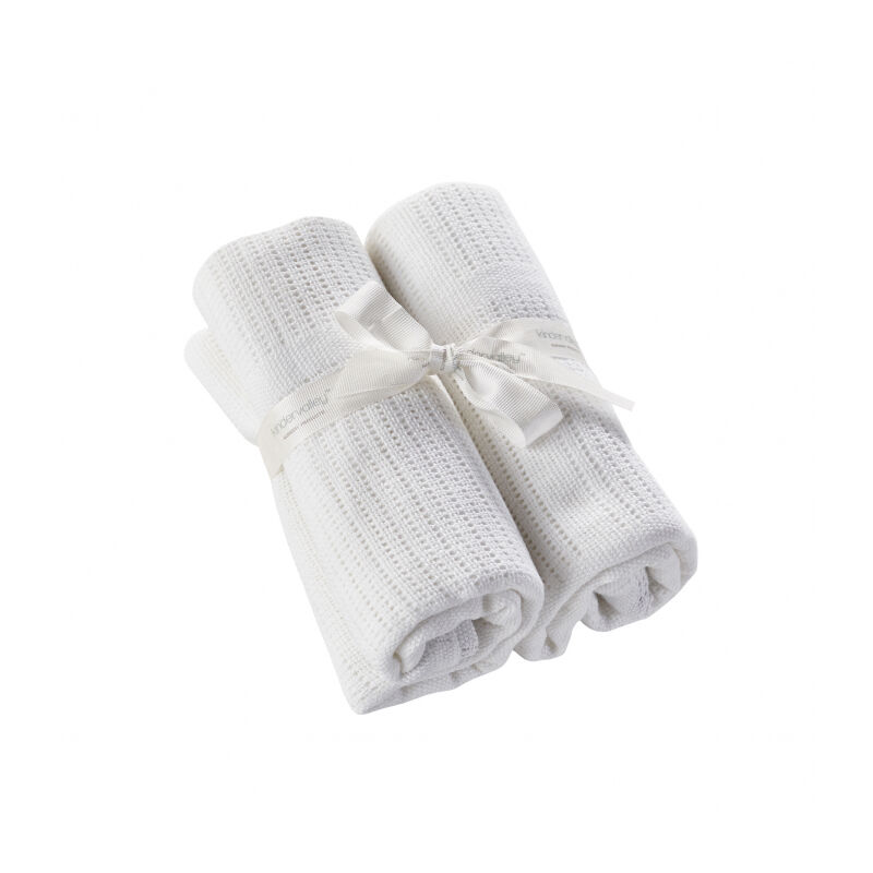 2 Pack Cellular Blanket White | Super Soft & Luxurious Baby Blankets - White