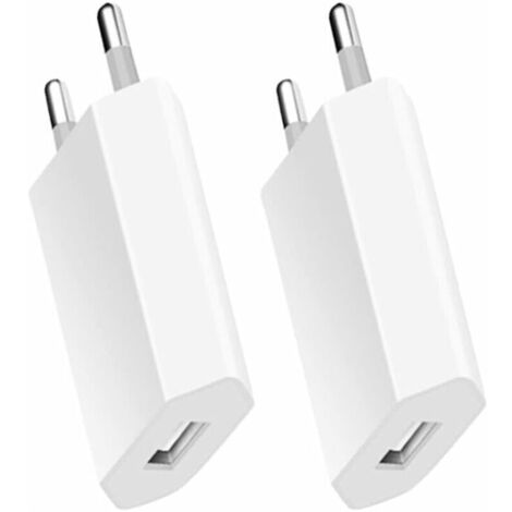 2 Pack Chargeurs pour i-Phone. Prise de Chargeur Rapide USB Adaptateur Secteur Universel pour Chargeur Mural USB Compatible avec i-Phone Apple Pixel Nexus Huawei Xiaomi HTC Sony LG (Bla