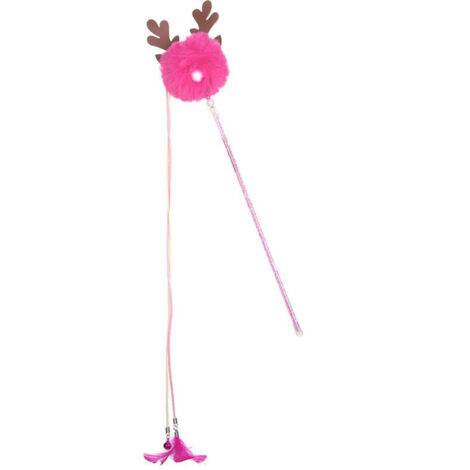 2 Pack Christmas Antler Cat Teasing Sticks, Suitable for Indoor Cat Toys, Feather Teasing Puppy and Kitten Toys, Suitable for Pet Playing, Training
