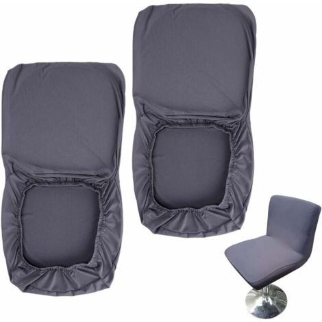 2 Pack Dark Gray Bar Stool Slipcover with Stretch Backrest Cover for Short Swivel Dining Chair