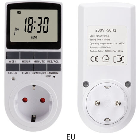 (2 Pack) Digital Programmable Socket with Countdown Timer Daily/Weekly Digital Timer Electrical Outlet Programmer with LCD Display and Anti-Theft Random Mode