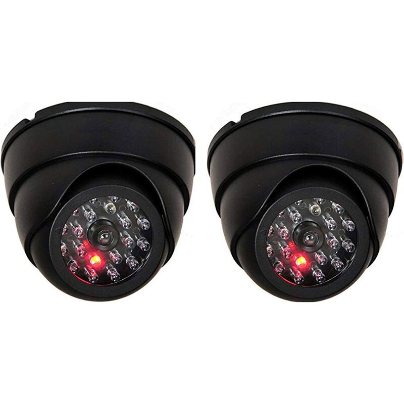 2 Pack Dummy Dome Camera Fake Dummy Wireless cctv Security Indoor Surveillance Camera with Red led, Black