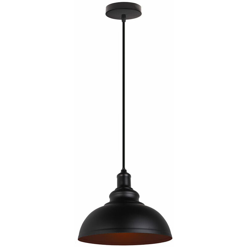Suspension Luminaire Industrielle Vintage Rétro E27 29cm Plafonnier Lustre Abat-jour Métal Noir 1PCS