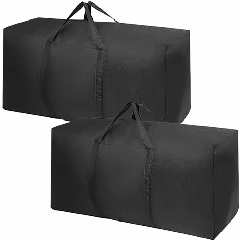 2 Pack Extra Large Moving Bags with Strong Zippers & Carrying Handles  black