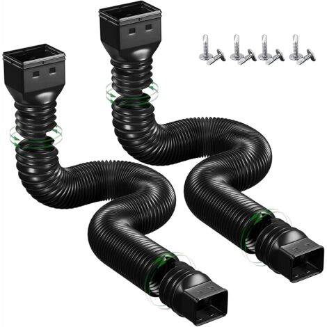 2 Pack Flexible Gutter Drain Hose, Gutter Set, 21-60 Inch Extension, Rainwater Tube Connector, Expandable for Most Rain Tubes in Residential Buildings,Black