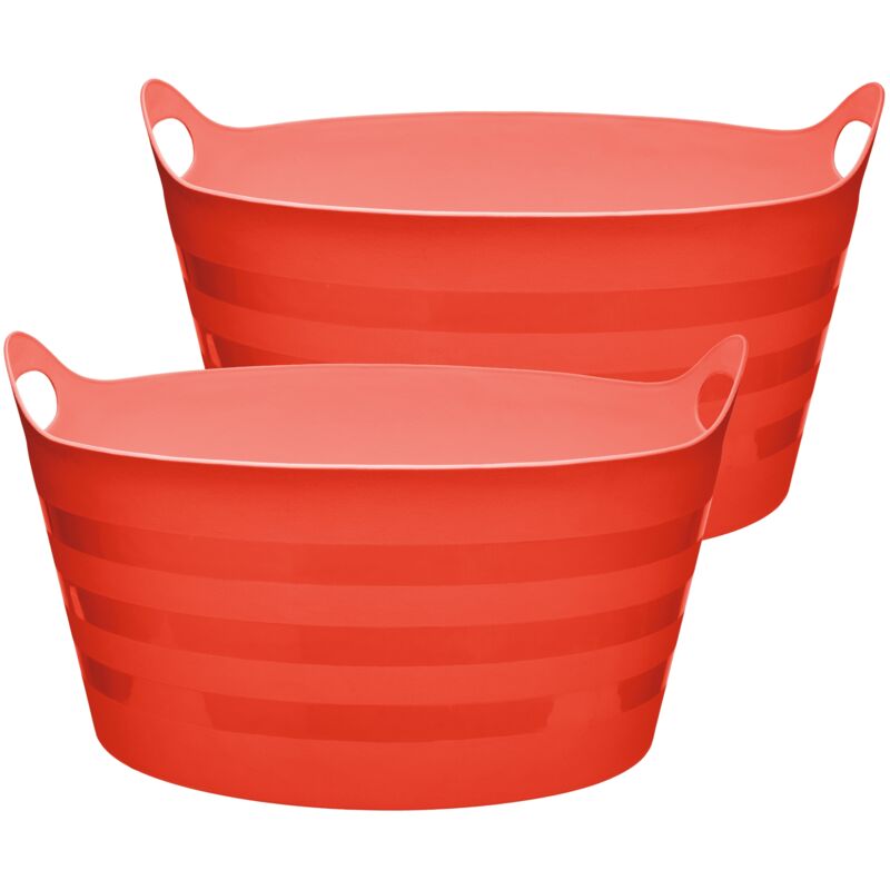 Garronda Flexibler Kunststoffkübel 2-pack 15 L Für Garten Bau Haushalt Und Transport Robuster Universalbehälter Mit Griffen Gd-0183 Rot