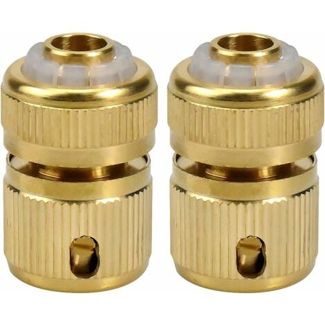 2 Pack Hose End Quick Connectors Fitting 1/2 Hose Pipe Brass Garden Hose Connector Quick Connect Parts Hardware for Garden Watering Hose Pipe Faucet Tap Adaptor 13mm, Without Water Stop Function