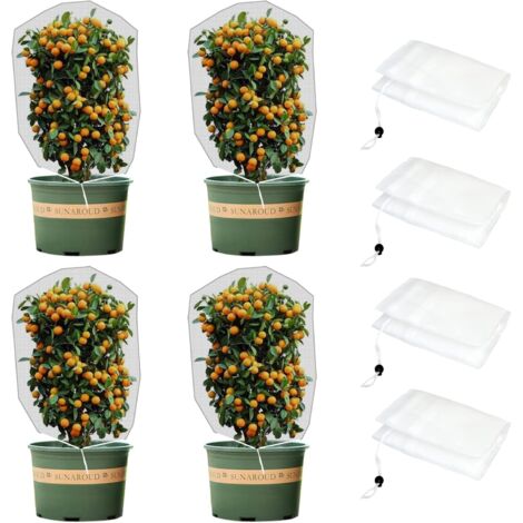 2-Pack Insect Protection Net, Garden Net with Drawstring 1x1.4m, Fine Mesh for Potted Plants